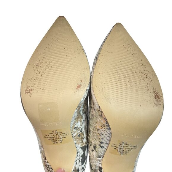 Snake Print Pointed Toe Mule Heels Womens Size 6.5 Slip-On Shoes By Express - Picture 10 of 12